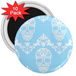 Blue Victorian Skulls 3  Magnet (10 pack)