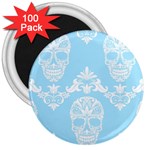 Blue Victorian Skulls 3  Magnet (100 pack)