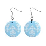 Blue Victorian Skulls 1  Button Earrings