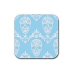 Blue Victorian Skulls Rubber Coaster (Square)