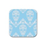 Blue Victorian Skulls Rubber Square Coaster (4 pack)