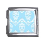 Blue Victorian Skulls Mega Link Italian Charm (18mm)