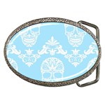 Blue Victorian Skulls Belt Buckle