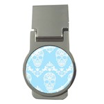 Blue Victorian Skulls Money Clip (Round)