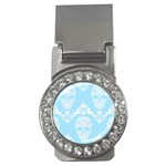 Blue Victorian Skulls Money Clip (CZ)