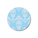 Blue Victorian Skulls Rubber Round Coaster (4 pack)