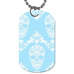 Blue Victorian Skulls Dog Tag (One Side)