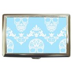 Blue Victorian Skulls Cigarette Money Case