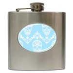 Blue Victorian Skulls Hip Flask (6 oz)