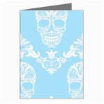 Blue Victorian Skulls Greeting Card