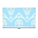 Blue Victorian Skulls Business Card Holder