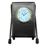 Blue Victorian Skulls Pen Holder Desk Clock