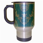 Blue Victorian Skulls Travel Mug (Silver Gray)