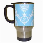 Blue Victorian Skulls Travel Mug (White)