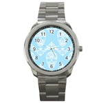 Blue Victorian Skulls Sport Metal Watch