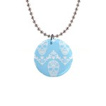 Blue Victorian Skulls 1  Button Necklace