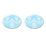 Blue Victorian Skulls Cufflinks (Oval)