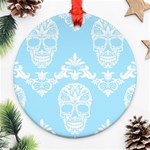 Blue Victorian Skulls Round Ornament (Two Sides)