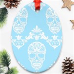 Blue Victorian Skulls Oval Ornament (Two Sides)