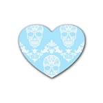 Blue Victorian Skulls Rubber Coaster (Heart)