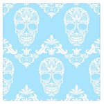 Blue Victorian Skulls Large Satin Scarf (Square)