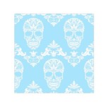 Blue Victorian Skulls Small Satin Scarf (Square)