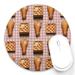 Gingham Chicken Waffles Round Mousepad