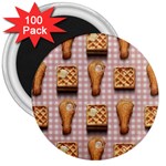 Gingham Chicken Waffles 3  Magnet (100 pack)