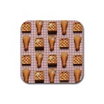 Gingham Chicken Waffles Rubber Coaster (Square)