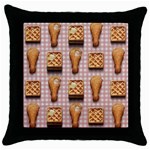 Gingham Chicken Waffles Throw Pillow Case (Black)