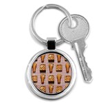 Gingham Chicken Waffles Key Chain (Round)