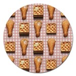 Gingham Chicken Waffles Magnet 5  (Round)