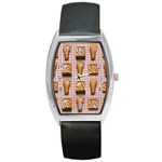 Gingham Chicken Waffles Barrel Style Metal Watch