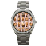 Gingham Chicken Waffles Sport Metal Watch