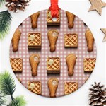 Gingham Chicken Waffles Round Ornament (Two Sides)