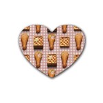 Gingham Chicken Waffles Rubber Coaster (Heart)