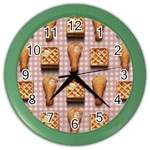 Gingham Chicken Waffles Color Wall Clock