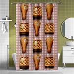 Gingham Chicken Waffles Shower Curtain 48  x 72  (Small)