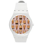 Gingham Chicken Waffles Round Plastic Sport Watch (M)