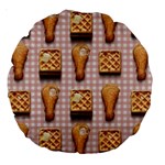 Gingham Chicken Waffles Large 18  Premium Round Cushion 