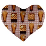 Gingham Chicken Waffles Large 19  Premium Heart Shape Cushion