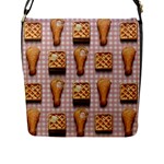 Gingham Chicken Waffles Flap Closure Messenger Bag (L)