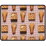 Gingham Chicken Waffles Double Sided Fleece Blanket (Medium)