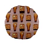 Gingham Chicken Waffles Standard 15  Premium Flano Round Cushion 