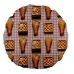 Gingham Chicken Waffles Large 18  Premium Flano Round Cushion 