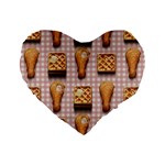 Gingham Chicken Waffles Standard 16  Premium Flano Heart Shape Cushion 