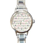 Rainbow Music Notes Round Italian Charm Watch