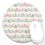 Rainbow Music Notes Round Mousepad