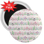 Rainbow Music Notes 3  Magnet (10 pack)