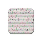 Rainbow Music Notes Rubber Coaster (Square)